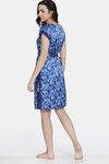 Zivame Artsy Leaves Woven Robe - Medieval Blue — thumbnail 3